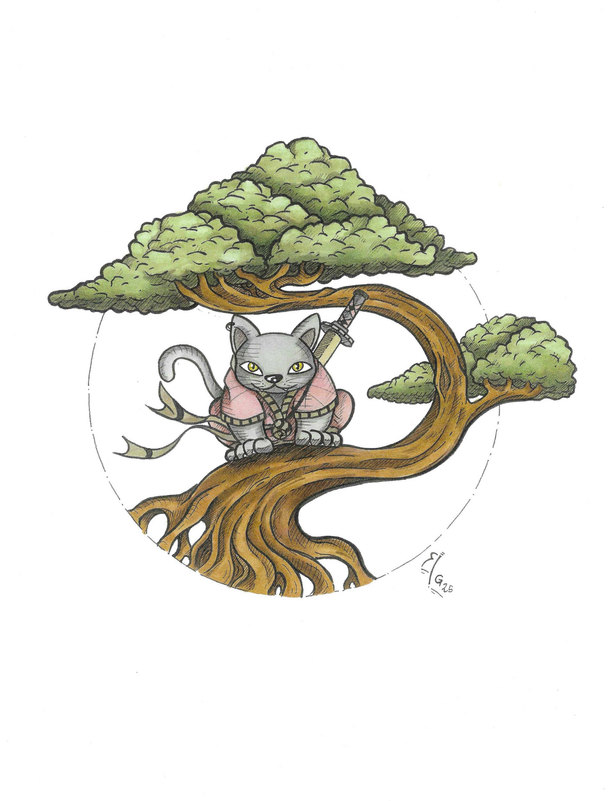 Cat Samurai Sticker