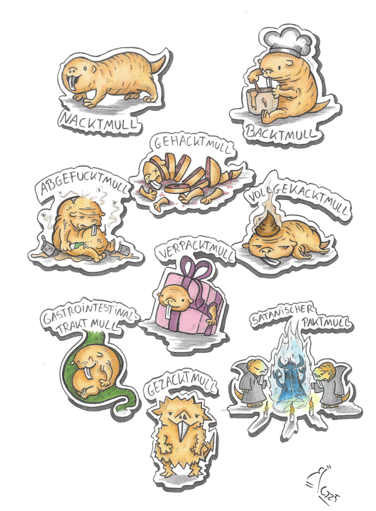 Nacktmullen Sticker Komplett-Pack