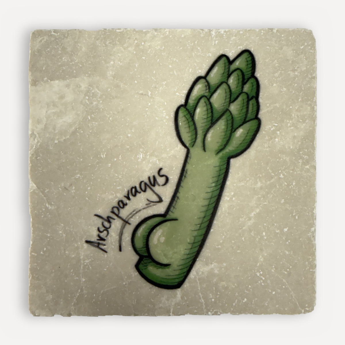 Arschfrüchte Marmor-Magnete – Motiv Arschparagus (Spargel)