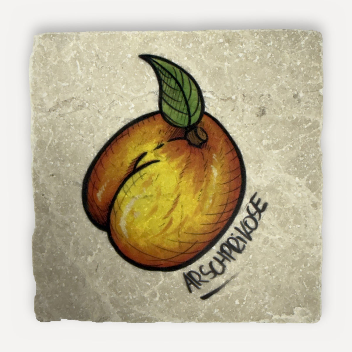 Arschfrüchte Marmor-Magnete – Motiv Arschprikose (Aprikose)