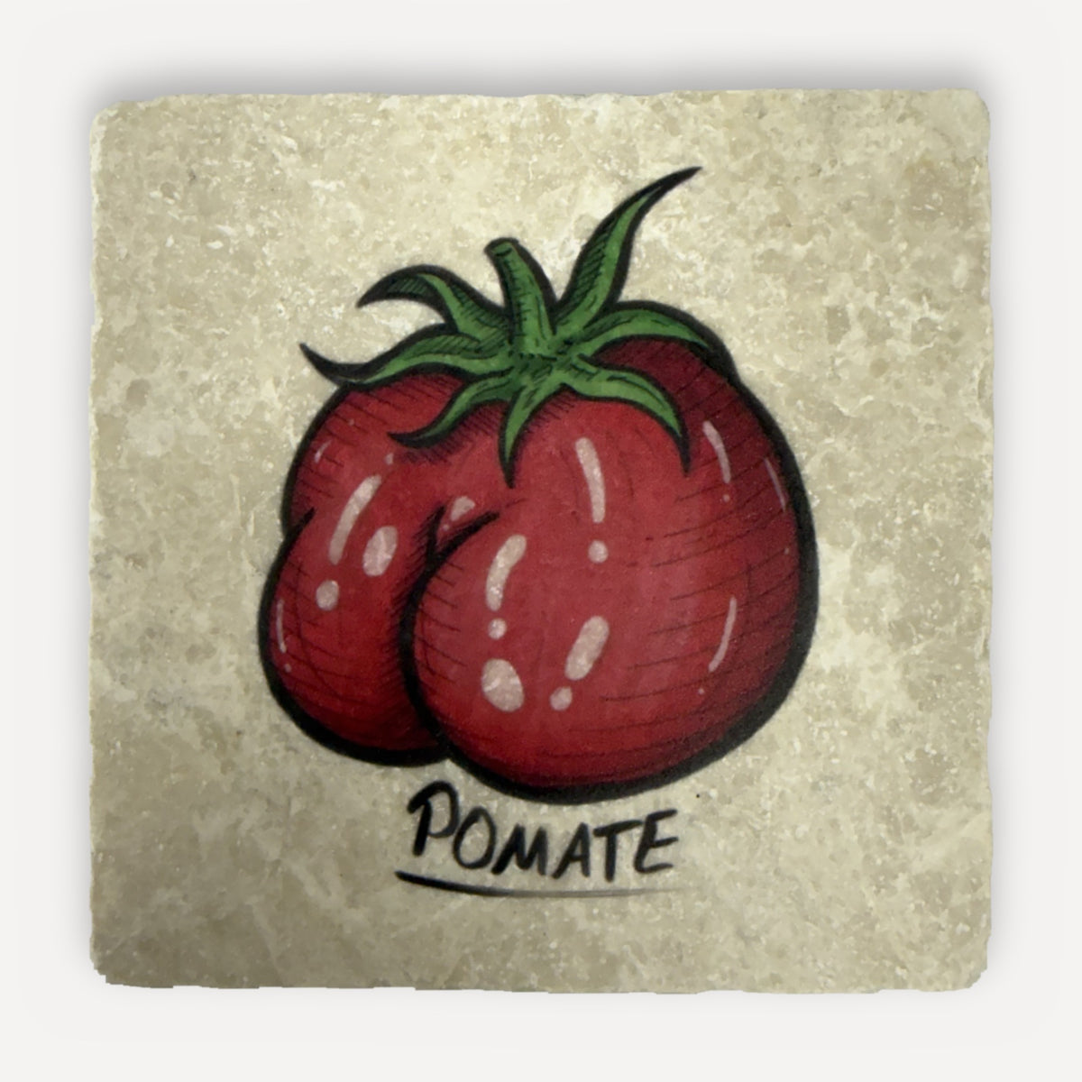 Arschfrüchte Marmor-Magnete – Motiv Pomate (Tomate)
