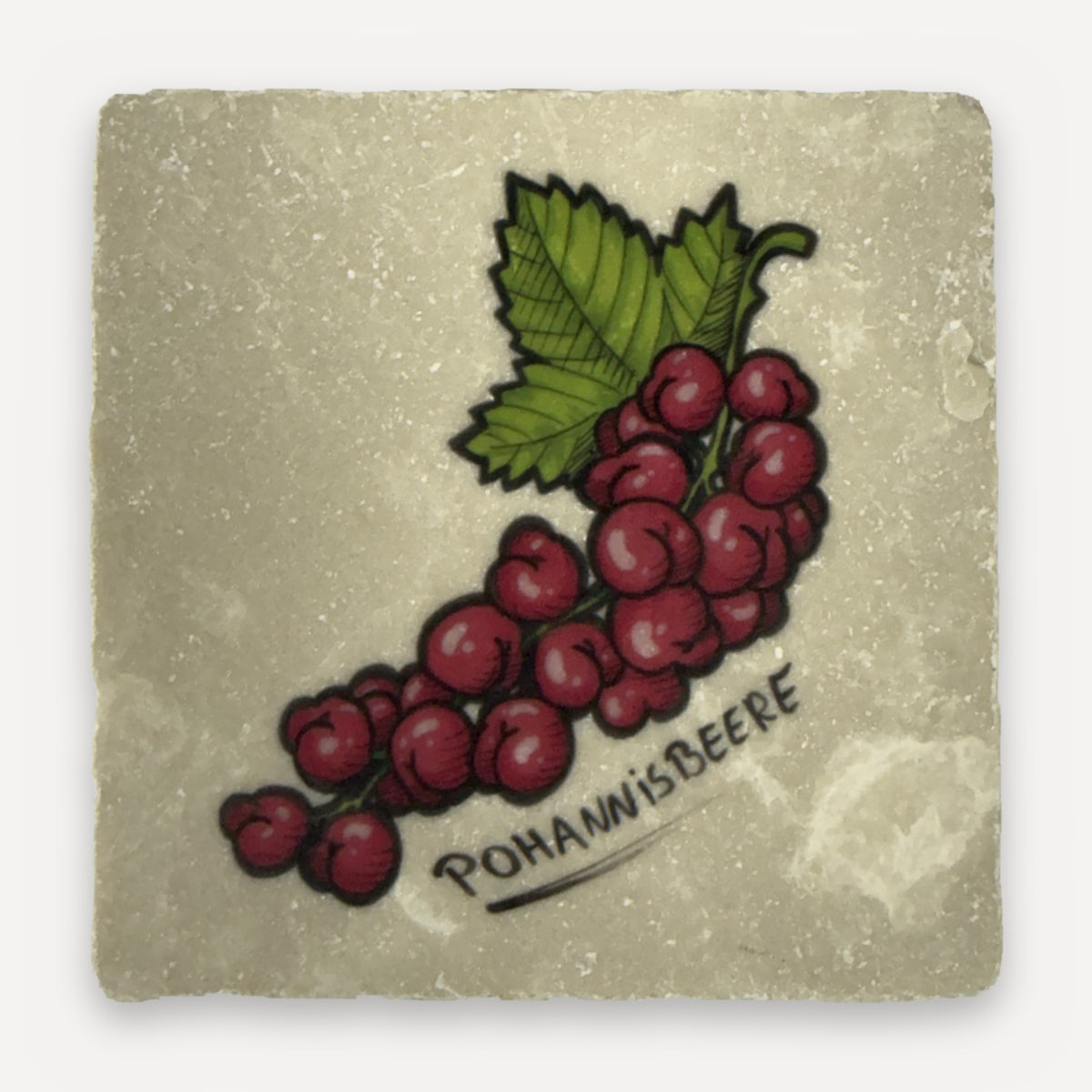 Arschfrüchte Marmor-Untersetzer – Motiv Pohannisbeere (Johannisbeere)